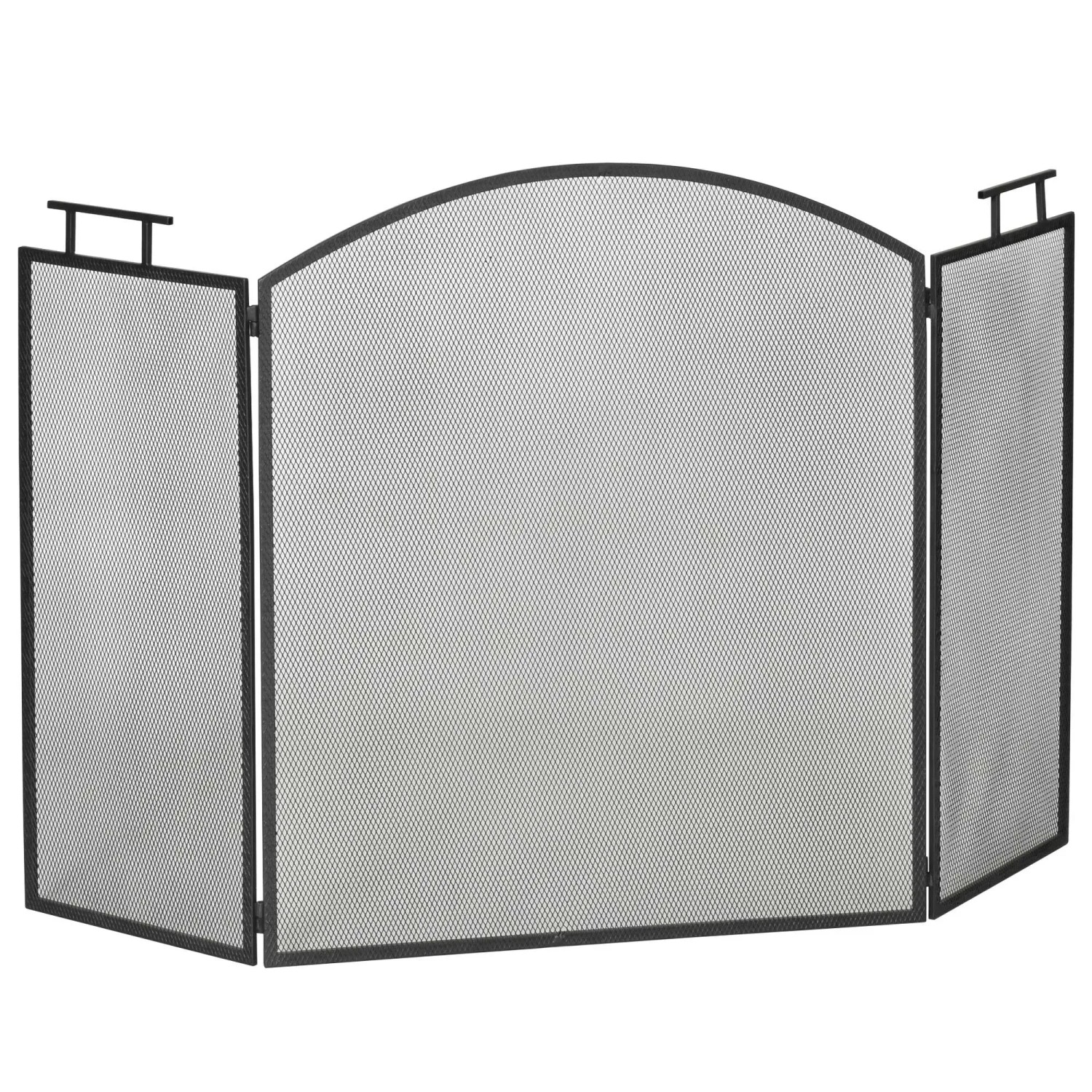 HOMCOM Kaminschutzgitter mit Netz Eisengitter 128 x 2 x 76,5 cm