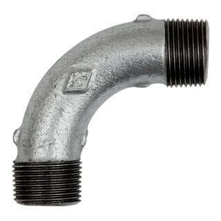 Riegler Bogen 3, lang, 90°, AG/AG, R 3/4, schw. Temperguss feuerverz.