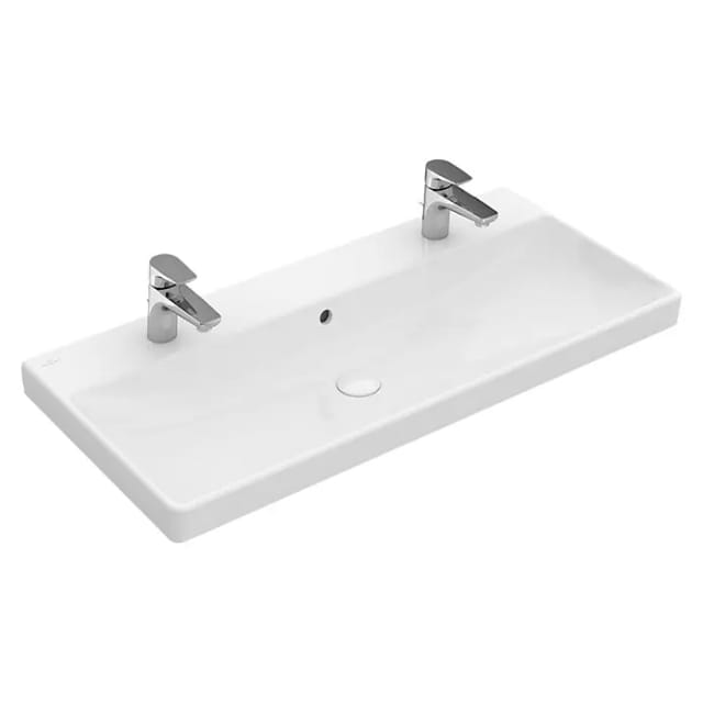 V&B Möbelwaschtisch Avento 100x47cm, 2 HL, m Überlauf, weiß C-plus