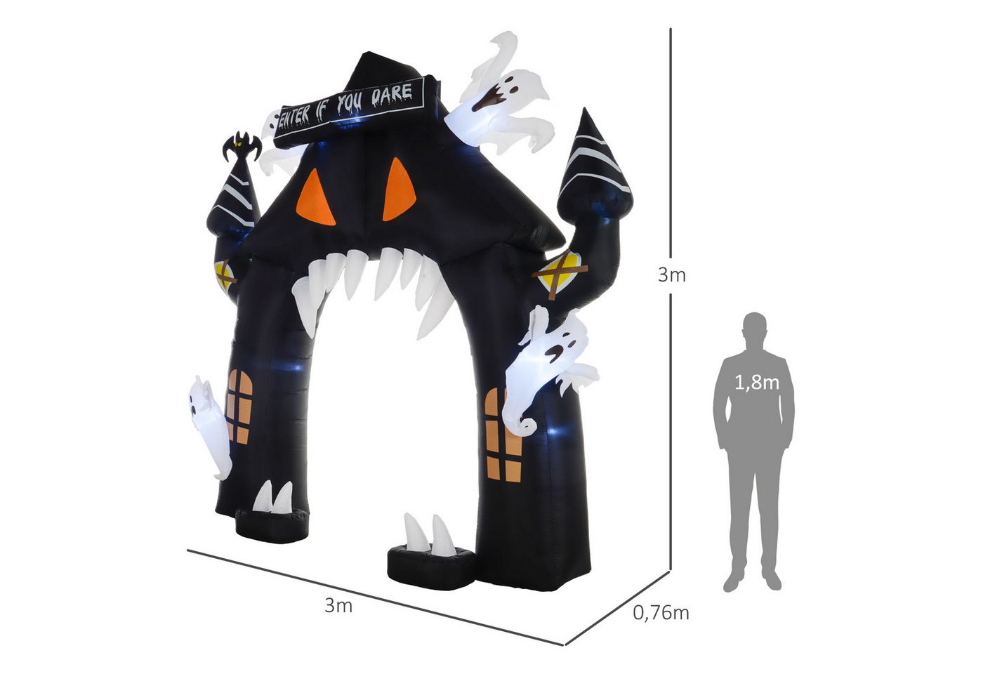 Outsunny Halloween Aufblasbarer Bogen Polyester 300L x 76B x 300H cm Schwarz Bild 3