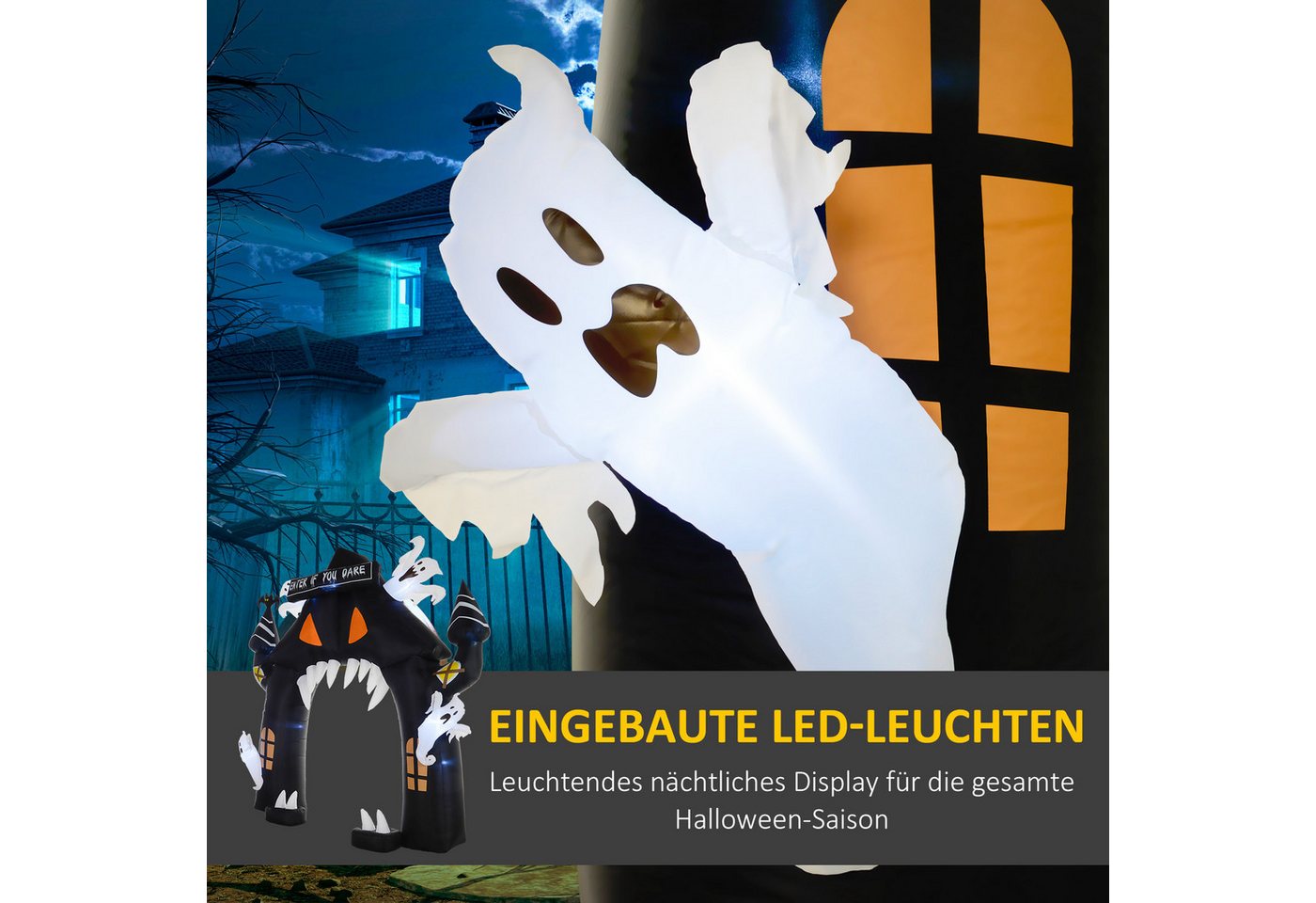 Outsunny Halloween Aufblasbarer Bogen Polyester 300L x 76B x 300H cm Schwarz Bild 4