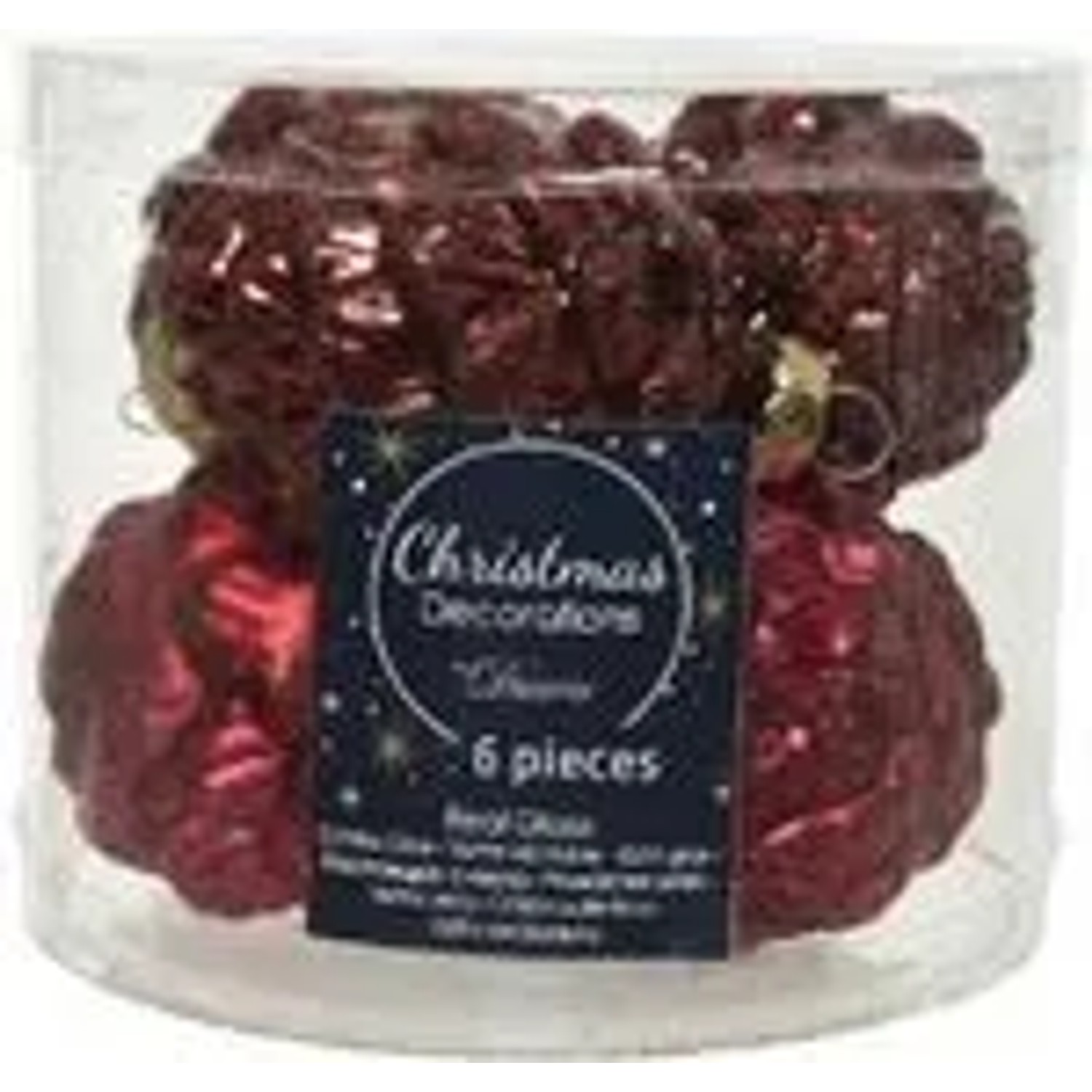 Kaemingk Christbaumschmuck Zapfen Glas 5 cm Laenge 7 cm 6 Stueck Ochsenblut