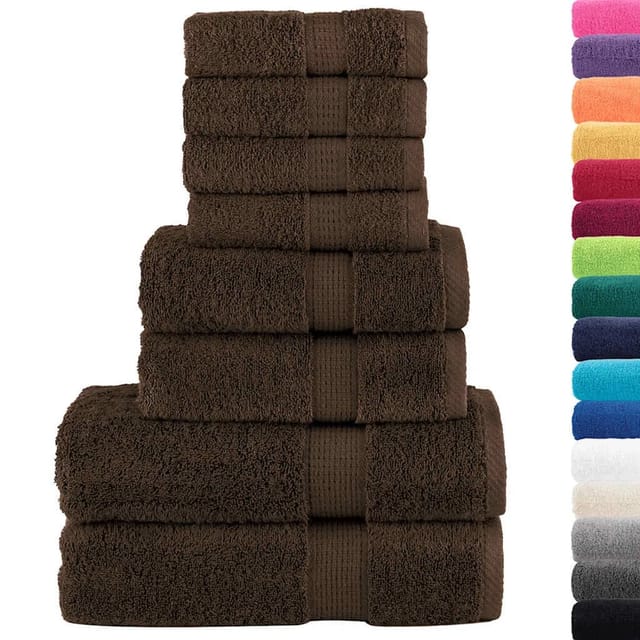 vidaXL 8-Tlg Premium-Handtuch-Set SOLUND Braun 600 g/m² 137540