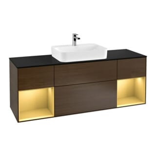 V&B Waschtischunterschrank Finion 160x60, Pl bla m, Reg gol m Lac, wal ven
