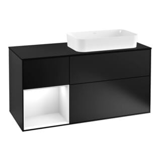 V&B Waschtischunterschrank Finion 120cm, Pl b m, Rg l g wh. Lac, bla m Lac