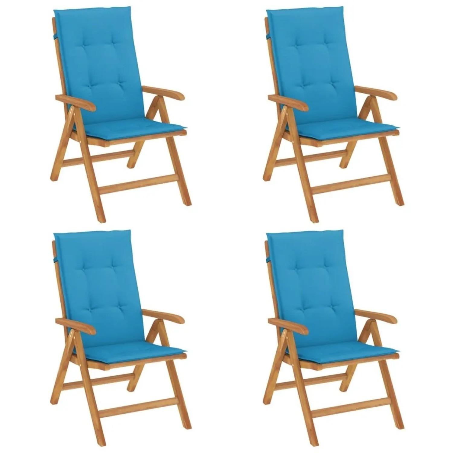 vidaXL Gartenstühle mit Kissen 4 Stk Massivholz Teak 3196467