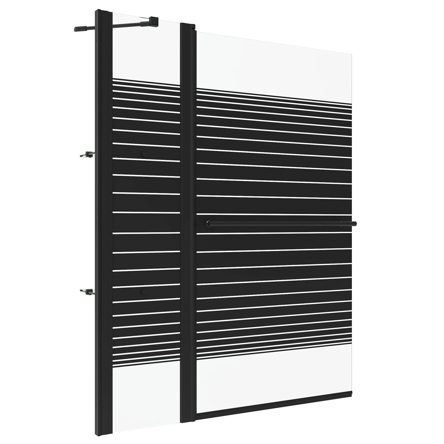 Aquabatos Badewannenaufsatz 110 x 140 cm 2tlg. Duschwand Mattschwarze Badewannenfaltwand mit Festteil Duschabtrennung 5 mm NANO ESG-Sicherheitsglas