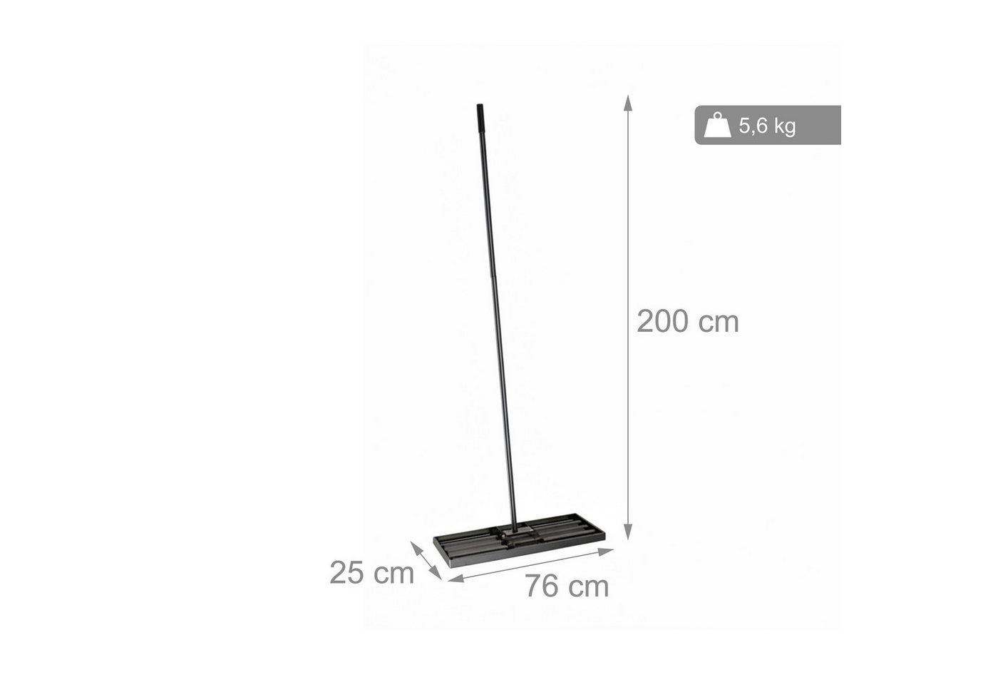 Relaxdays Rasenrakel Stahl Schwarz mit Stiel Rutschfest 76 cm x 25 cm 5,6 kg Bild 4