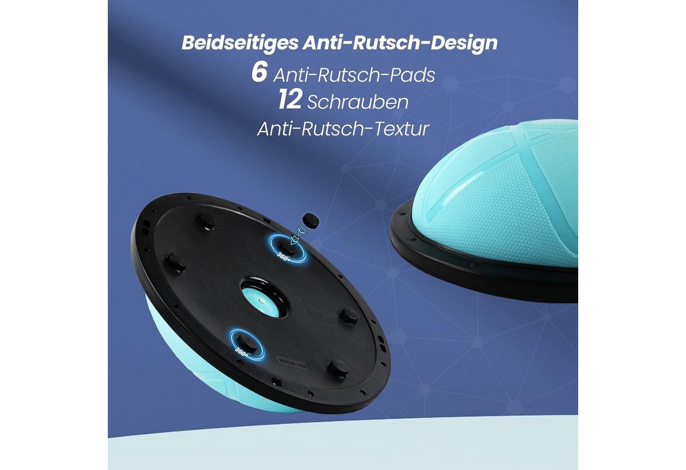DH FitLife Balance Ball 60 cm für Gleichgewichtstraining Zuhause bis 200 kg Blau Bild 2