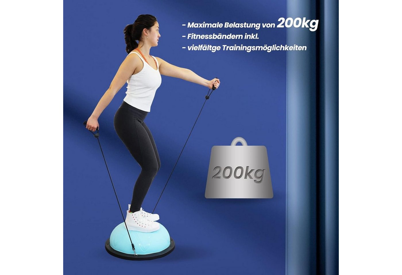 DH FitLife Balance Ball 60 cm für Gleichgewichtstraining Zuhause bis 200 kg Blau Bild 3