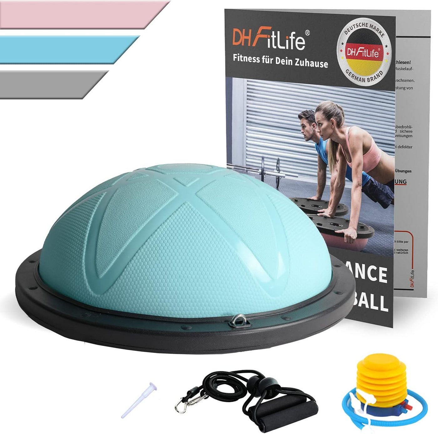 DH FitLife Balance Ball 60 cm für Gleichgewichtstraining Zuhause bis 200 kg Blau Bild 4