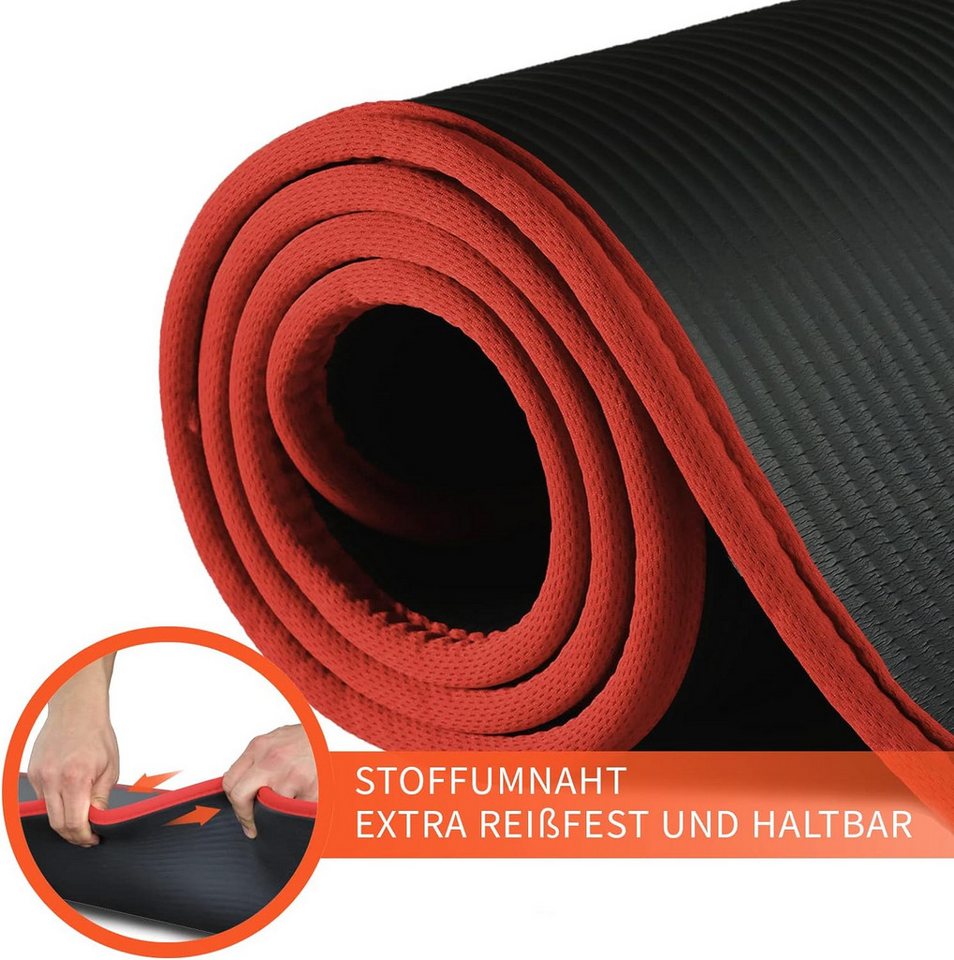 DH FitLife Fitnessmatte 183x61x1 cm für Zuhause NBR Trainingsmatte Schwarz Bild 4