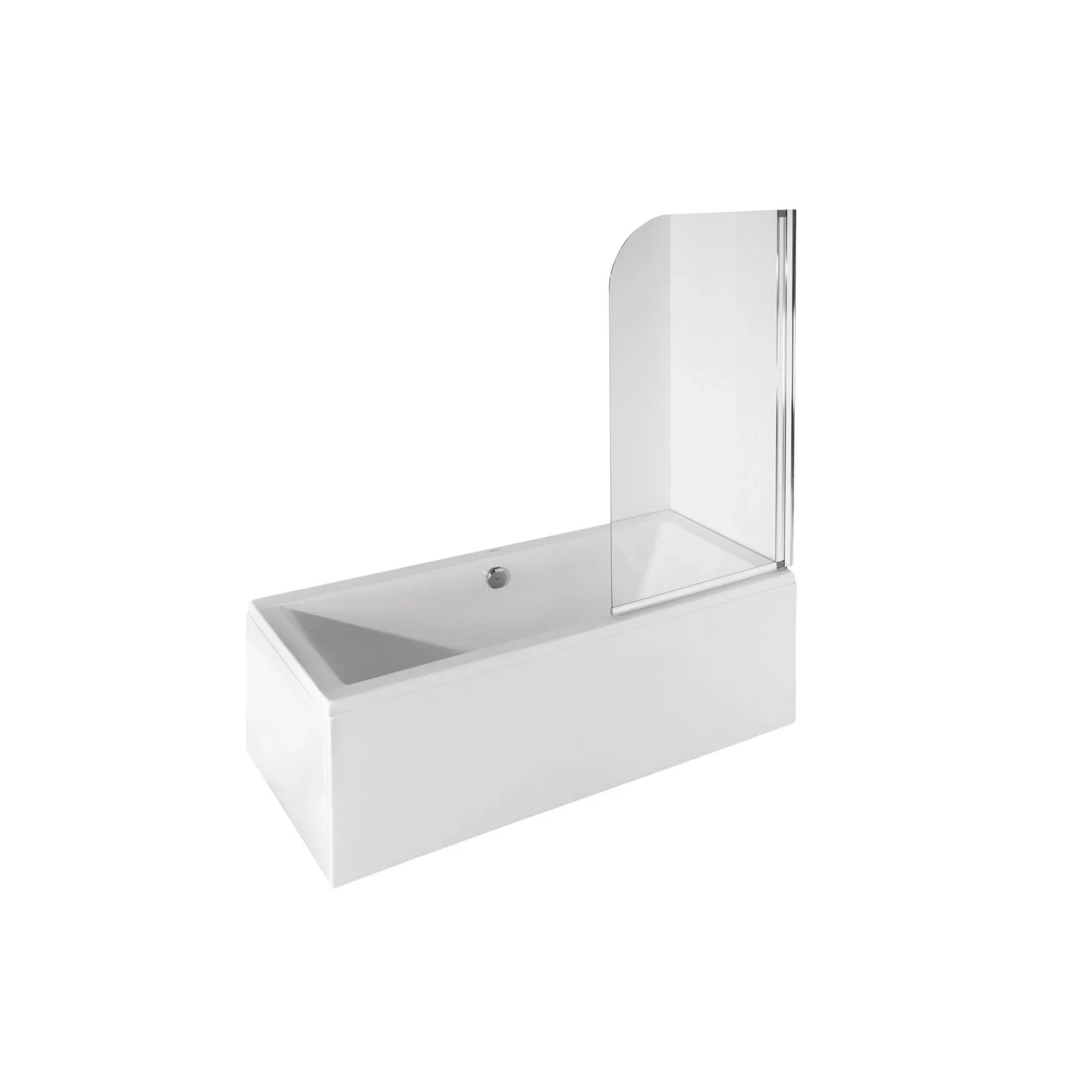 KOLMAN Badewannenaufsatz 1-teilig 75x130 cm ESG 5 mm Klarglas Silber