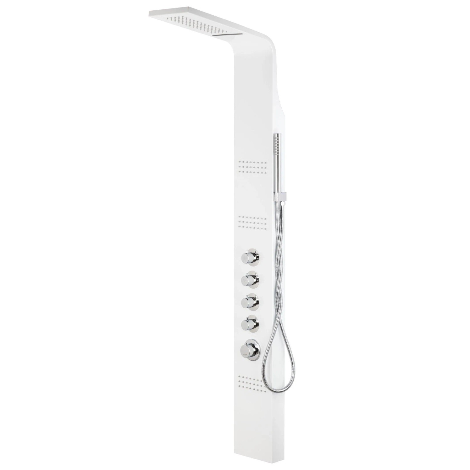 KOLMAN Duschpaneel Thermostatisch Edelstahl Massage Wasserfall mit Kopfbrause in Weiß