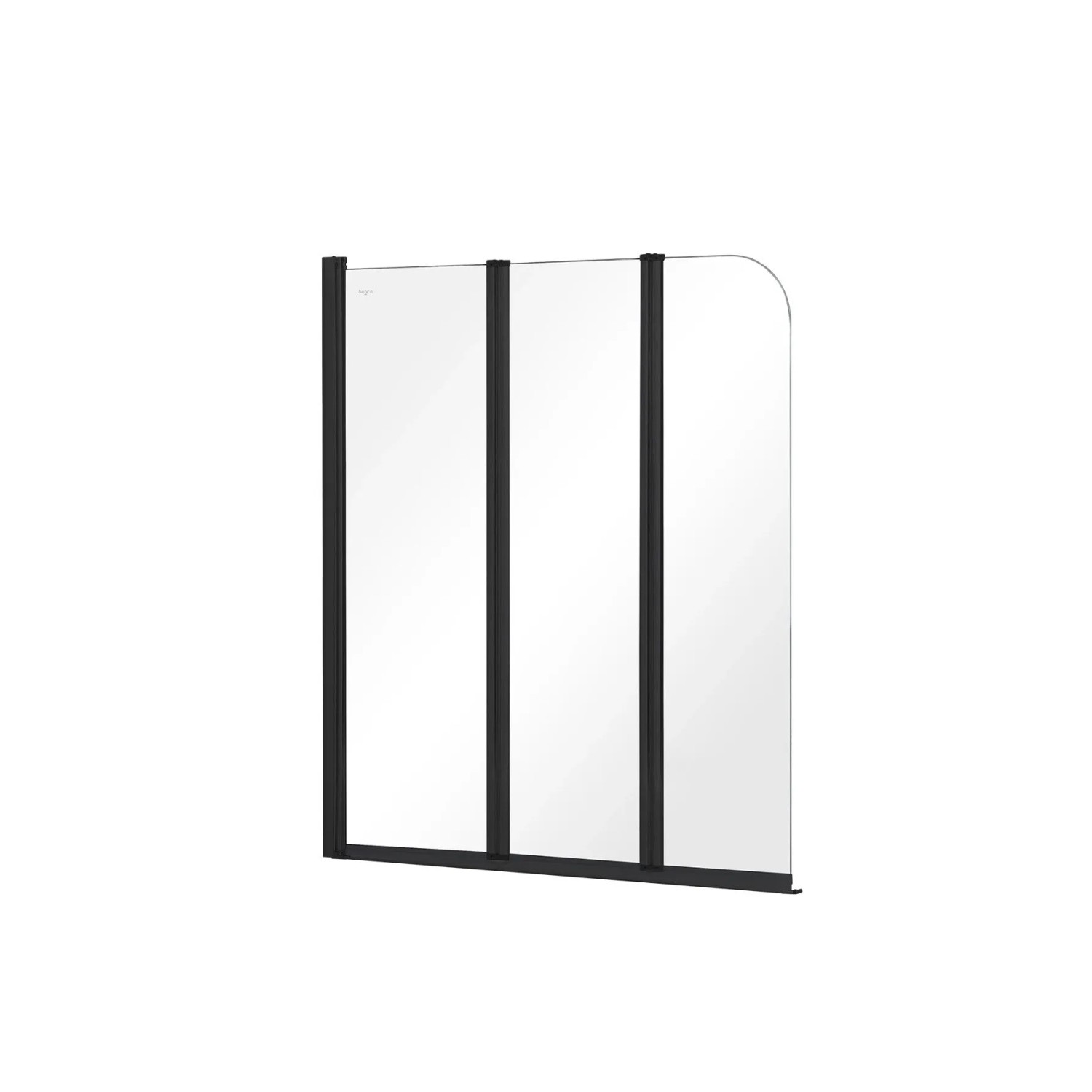 KOLMAN Wannenaufsatz 3-tlg. 120x140 cm ESG 5 mm Glas Schwarz