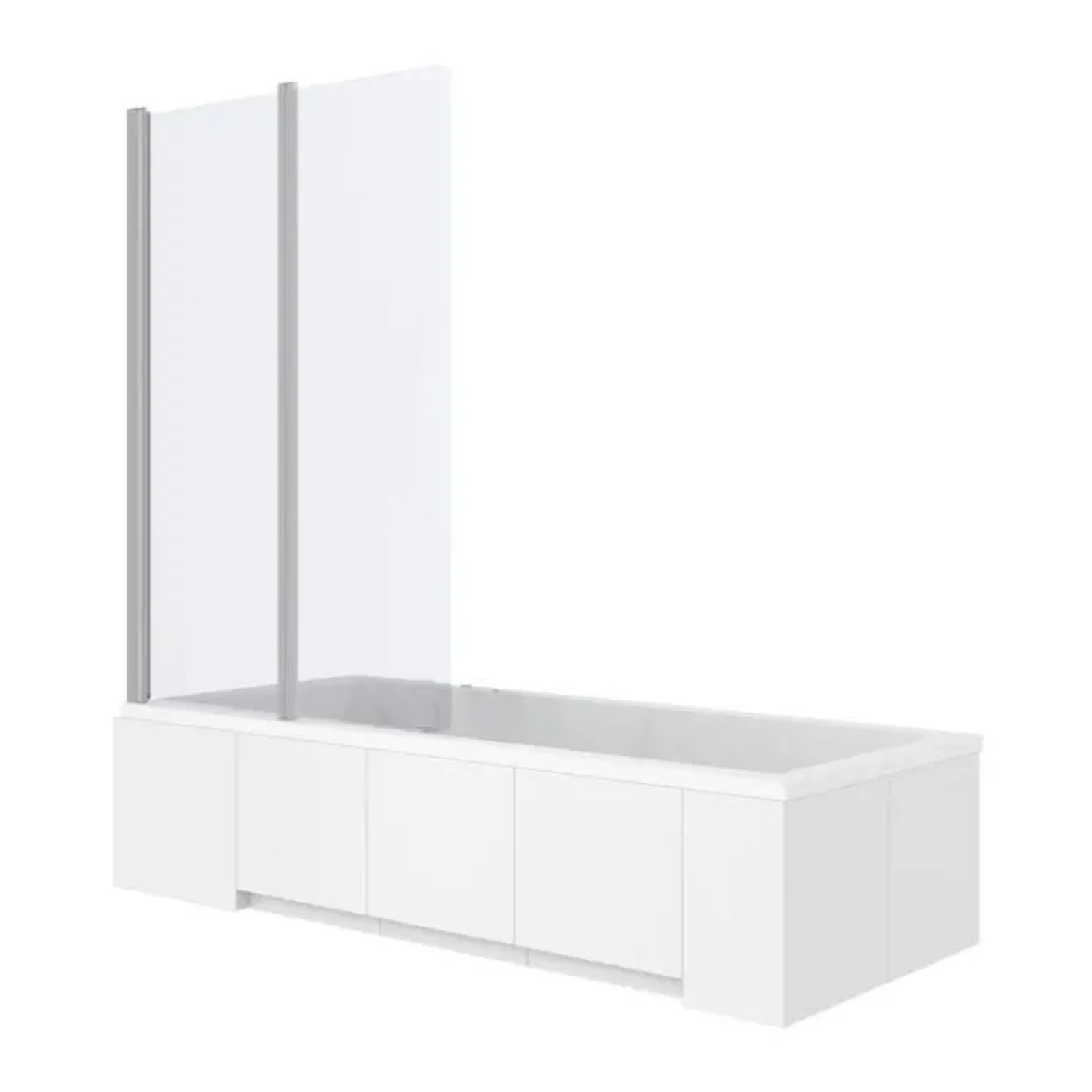 KOLMAN Badewannenaufsatz 2-teilig 80x140 cm ESG 5 mm Klarglas Silber