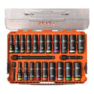 Klein Tools Lang-Stecknuss-Set KNECT™ 3/8 Zoll SAE metrisch 23-tlg
