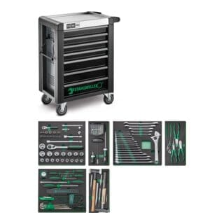 Stahlwille Werkzeugsortiment mit Werkstattwagen Nr.95/157QR Schubl.7 anthrazit, RAL 7016 157tlg