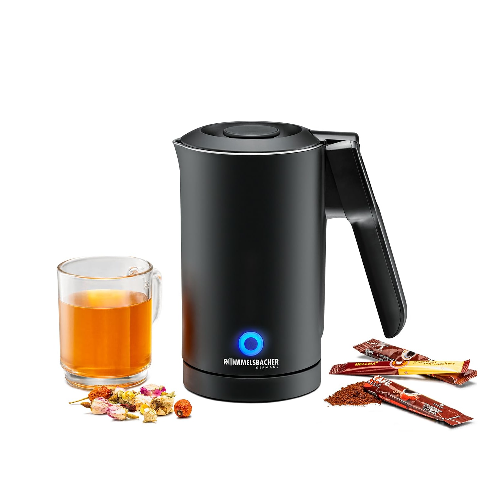 ROMMELSBACHER WK 1000 Reisewasserkocher (0,6 Liter, 1000 W, Edelstahl, schwarz)