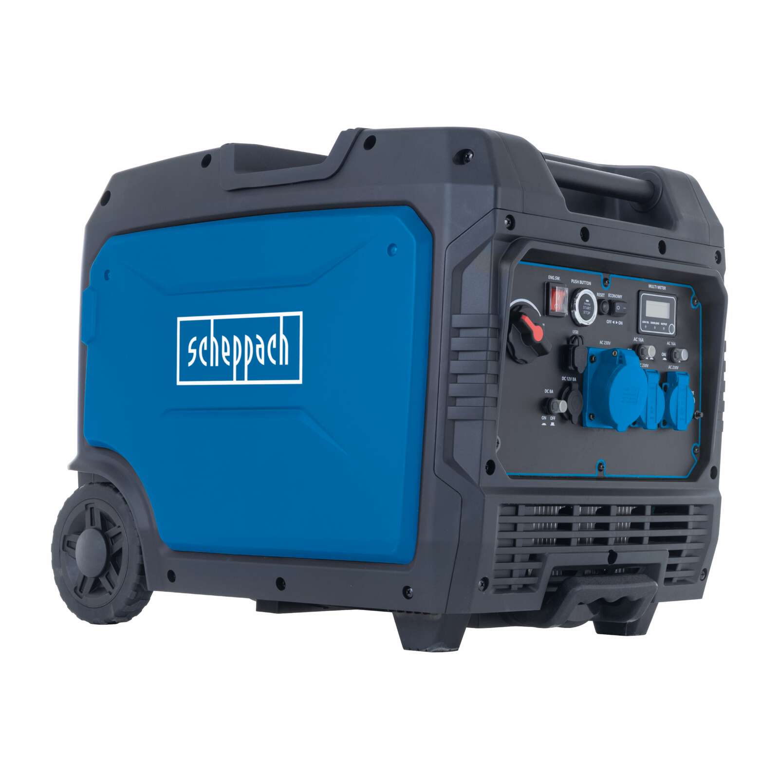 Inverter Benzin Stromerzeuger SG7000i Scheppach - 6200W | 9,2PS | 2x230V 16A | 1x 230V 32A | 12V DC & USB | Generator mit Griff & Fahrvorrichtung Bild 5