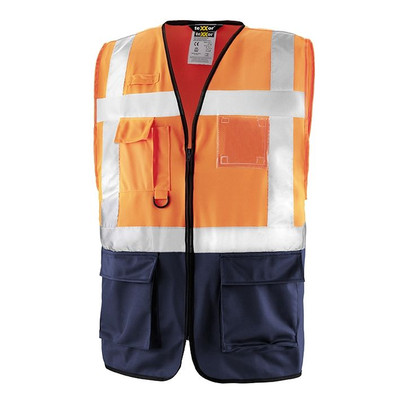 Warnschutz-Weste NEWCASTLE, warnorange/navy, Größe M