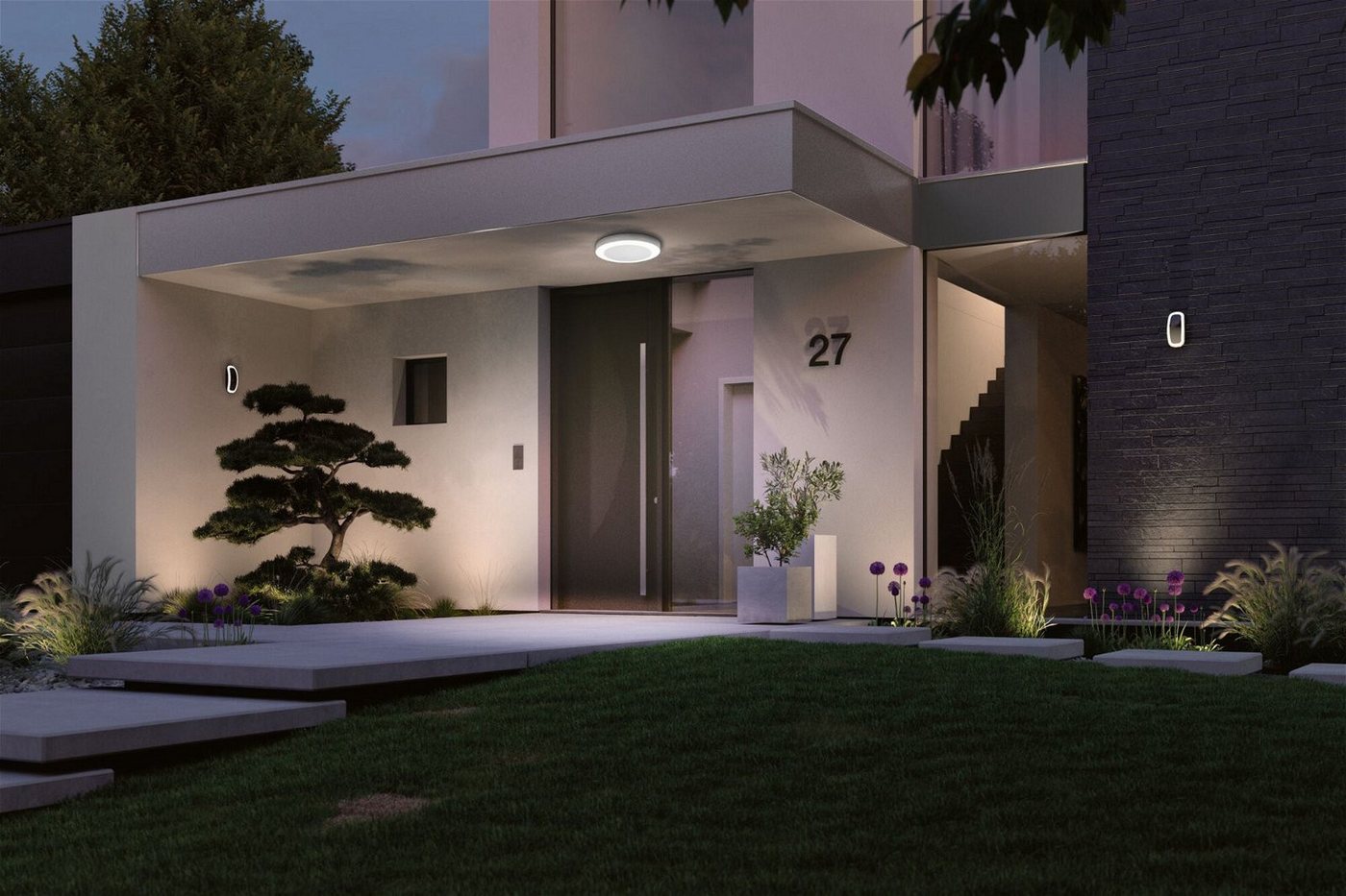 Paulmann LED Außen-Deckenleuchte Circula IP44 rund 320mm 3000K 14W 880lm 230V Kunststoff, LED fest integriert, Warmweiß, Dämmerungssensor Bewegungsmelder seewasserresistent Bild 2