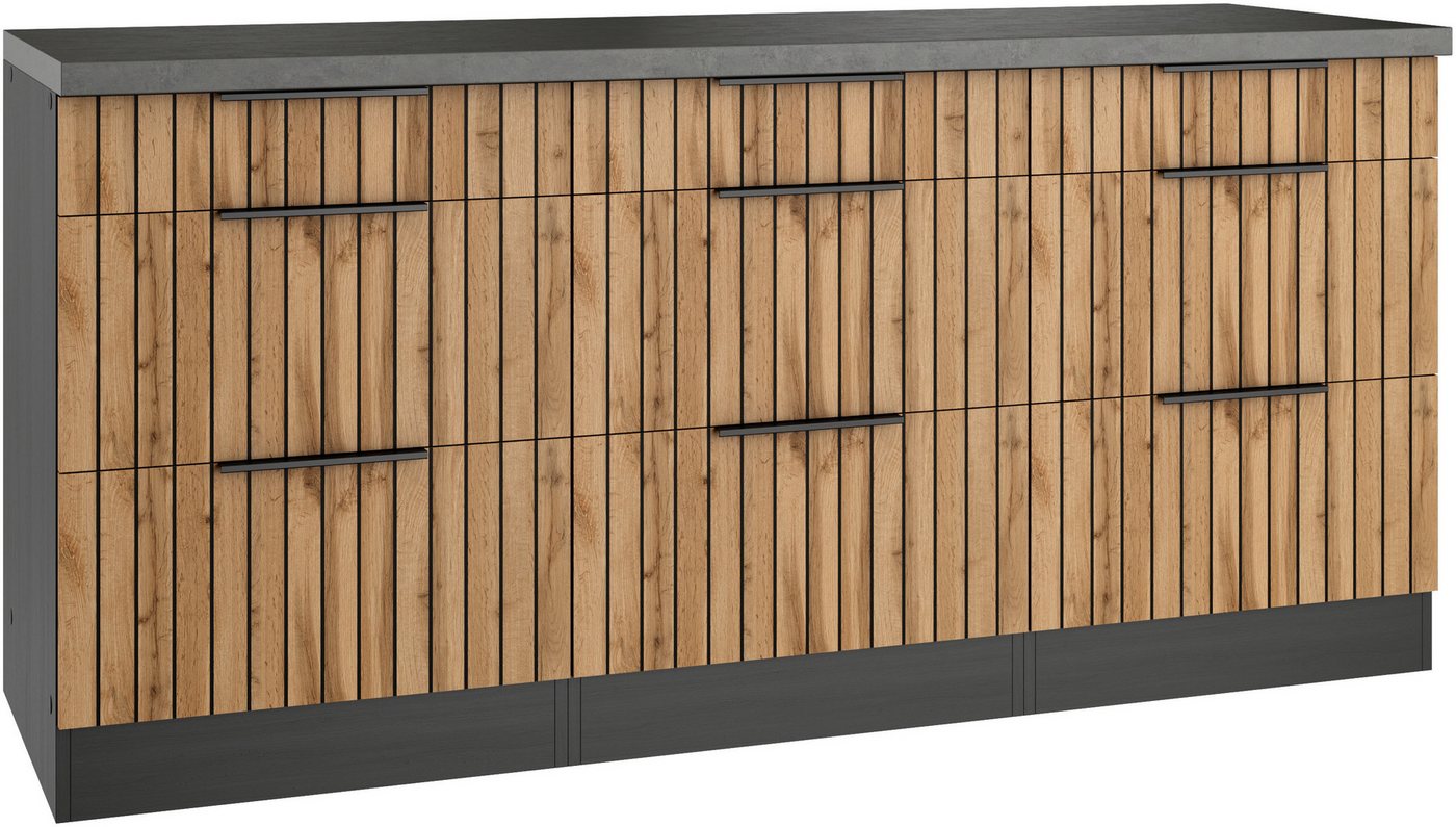 KOCHSTATION Unterschrank KS-Lagos Breite 180 cm, 3 Schubkästen, 6 Auszüge Bild 2