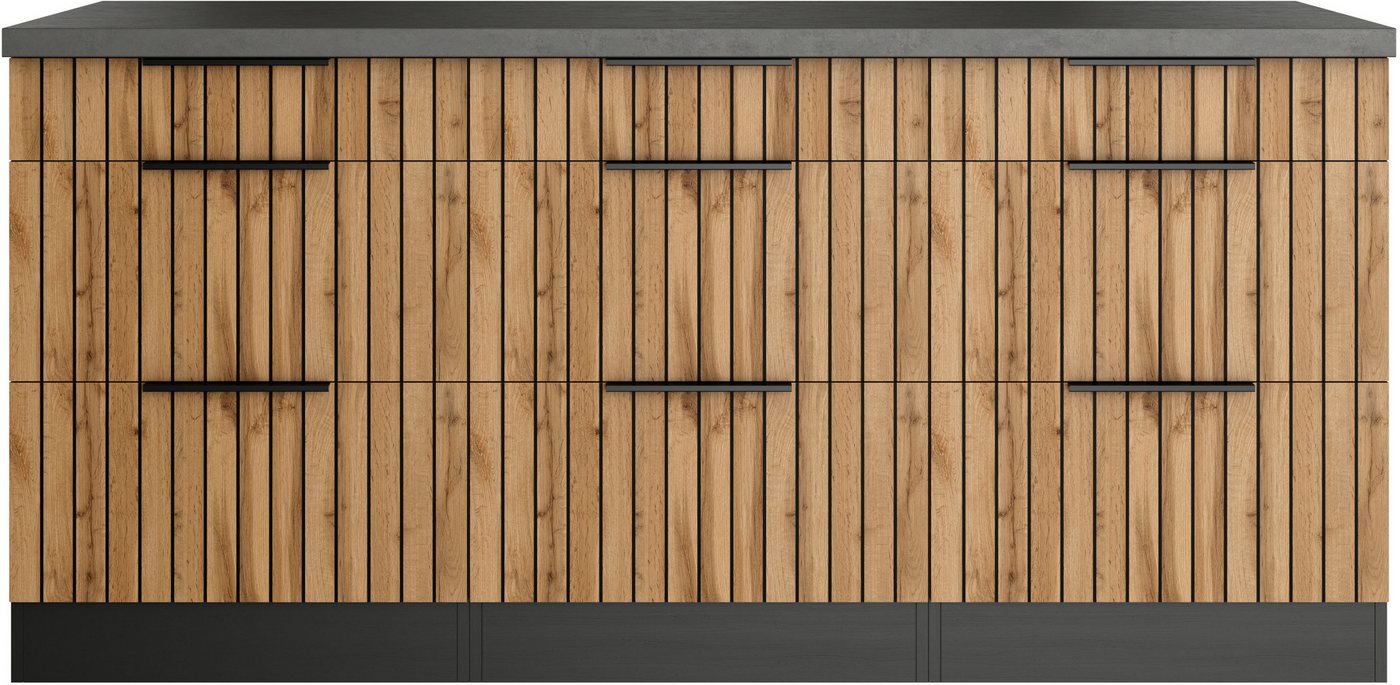 KOCHSTATION Unterschrank KS-Lagos Breite 180 cm, 3 Schubkästen, 6 Auszüge Bild 3
