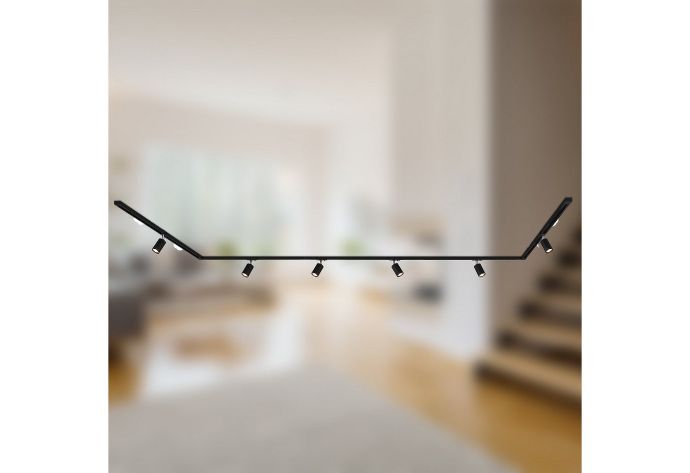 Briloner Leuchten Schienensystem-Sets RAIL, ohne Leuchtmittel, Schienensystem Rail 4,5 m Schwarz max. 9W Decke Wohnzimmer Büro Küche