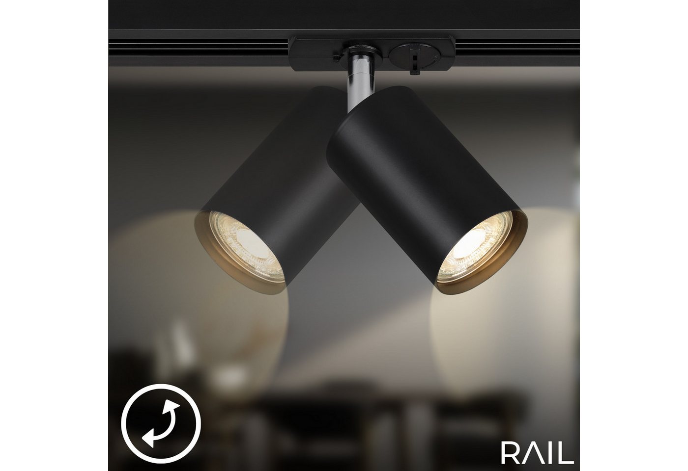 Briloner Leuchten Schienensystem-Sets RAIL, ohne Leuchtmittel, Schienensystem Rail 4,5 m Schwarz max. 9W Decke Wohnzimmer Büro Küche Bild 5
