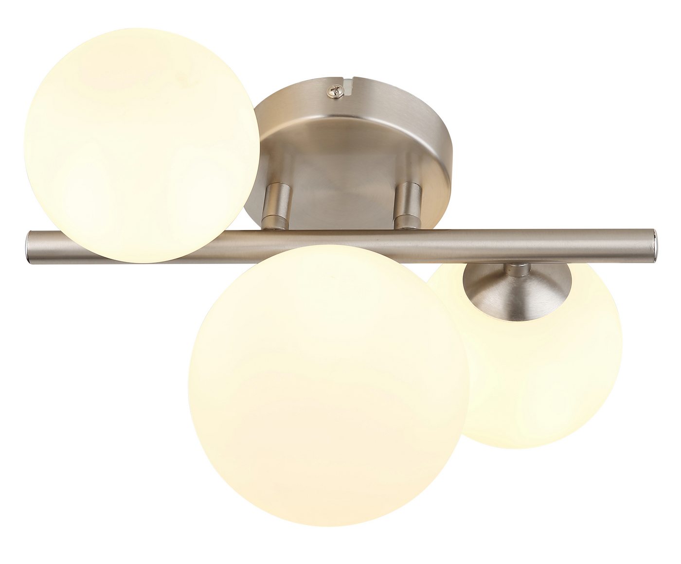 GLOBO LIGHTING Deckenleuchte RIHA, Leuchtmittel wechselbar, Warmweiß, Deckenleuchte Nickel, Glas opal, 3x G9 LED