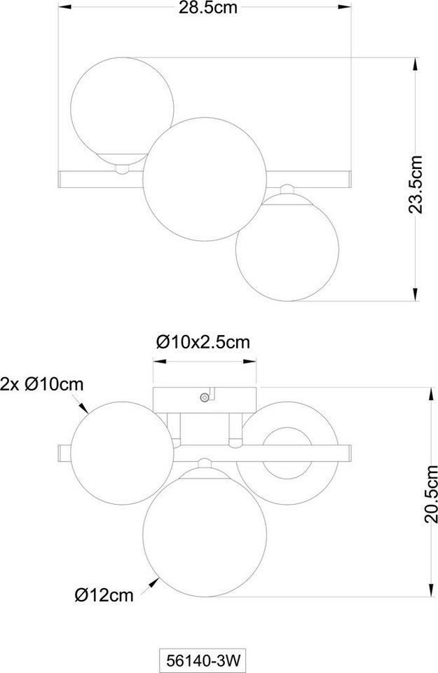 GLOBO LIGHTING Deckenleuchte RIHA, Leuchtmittel wechselbar, Warmweiß, Deckenleuchte Nickel, Glas opal, 3x G9 LED Bild 2