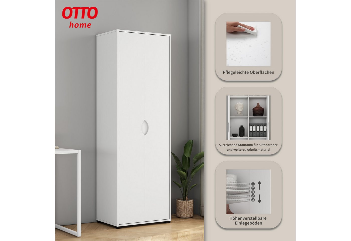 OTTO home Aktenschrank ALENNA-AS2T (Set) Mehrzweckschrank, modernes Design, Höhe 180 cm Bild 2