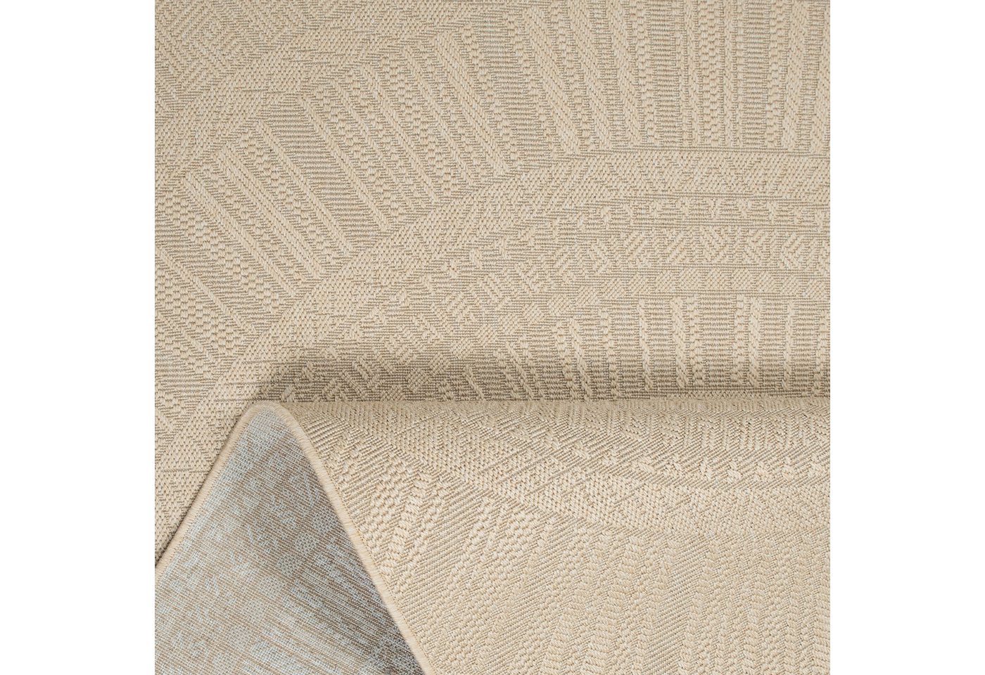 Bruno Banani Teppich Solan, ethno, boho-inspiriert, In- und Outdoor geeignet, rechteckig, Höhe: 5 mm, Mandala, Kreise, Küche, Wohnzimmer, Camping, Balkon