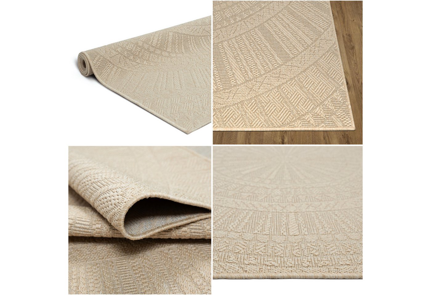 Bruno Banani Teppich Solan, ethno, boho-inspiriert, In- und Outdoor geeignet, rechteckig, Höhe: 5 mm, Mandala, Kreise, Küche, Wohnzimmer, Camping, Balkon Bild 2