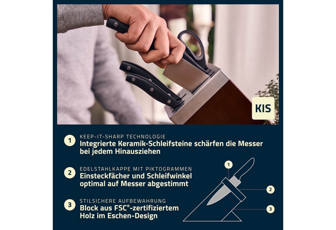HENCKELS by ZWILLING Messerblock Everyday (7tlg), Selbstschärfender Messerblock, Keramik-Schleifsteine, Vielzweckschere Bild 5