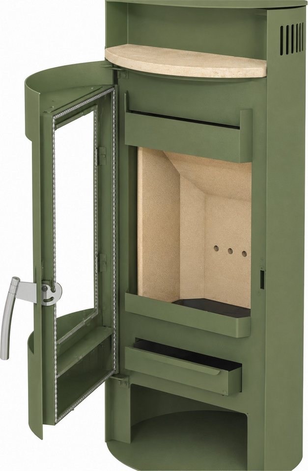Hanseatic Kaminofen MAIA Stahl salbeigrün, Trendfarbe! Lieferung bis ins Wohnzimmer, 6,2 kW, Zeitbrand, NEU und Exklusiv Bild 2