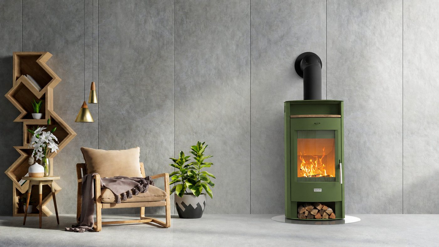 Hanseatic Kaminofen MAIA Stahl salbeigrün, Trendfarbe! Lieferung bis ins Wohnzimmer, 6,2 kW, Zeitbrand, NEU und Exklusiv Bild 5