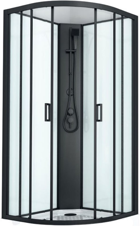 Sanotechnik Komplettdusche Balaton 1, BxT: 90x90 cm, Einscheibensicherheitsglas, Komplettduschkabine mit eleganten schwarzen Profilen, Maße 90x90x203cm Bild 3