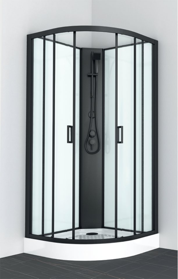Sanotechnik Komplettdusche Balaton 1, BxT: 90x90 cm, Einscheibensicherheitsglas, Komplettduschkabine mit eleganten schwarzen Profilen, Maße 90x90x203cm Bild 4