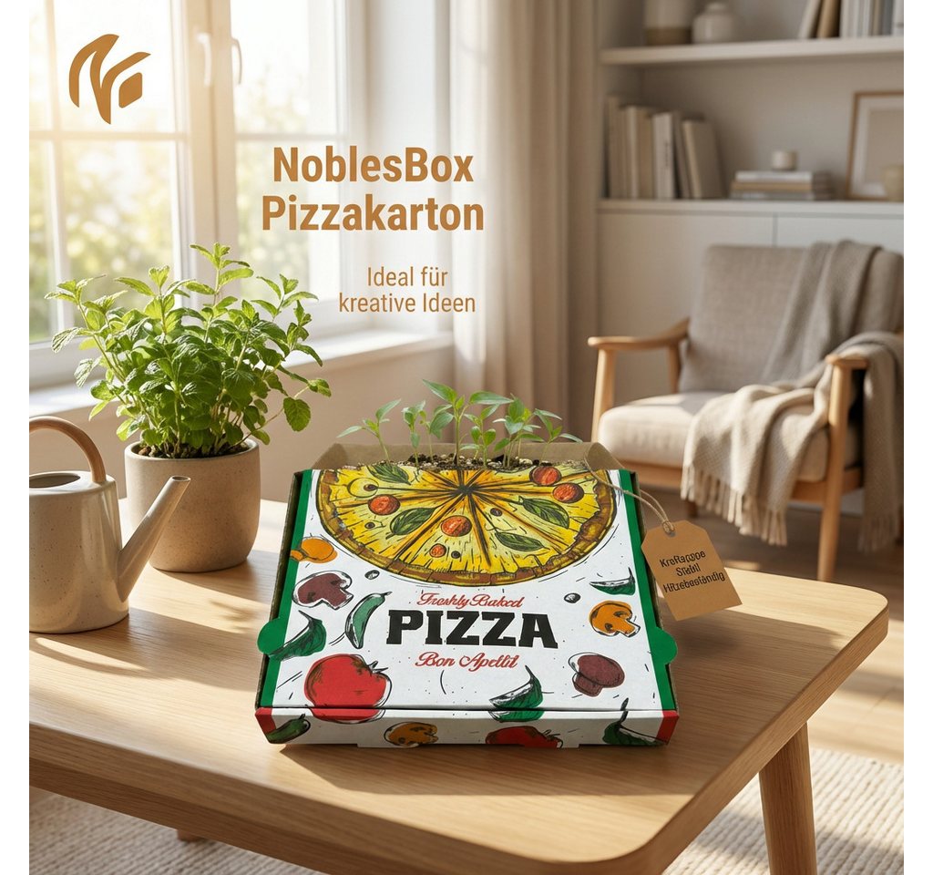 NoblesBox Karton Pizzakarton - Pizzaschachtel - Gastronomie Kraftpappe 50-200 Stk, Stabile, Kraft, Pizza Box, Pizzeria Bild 3