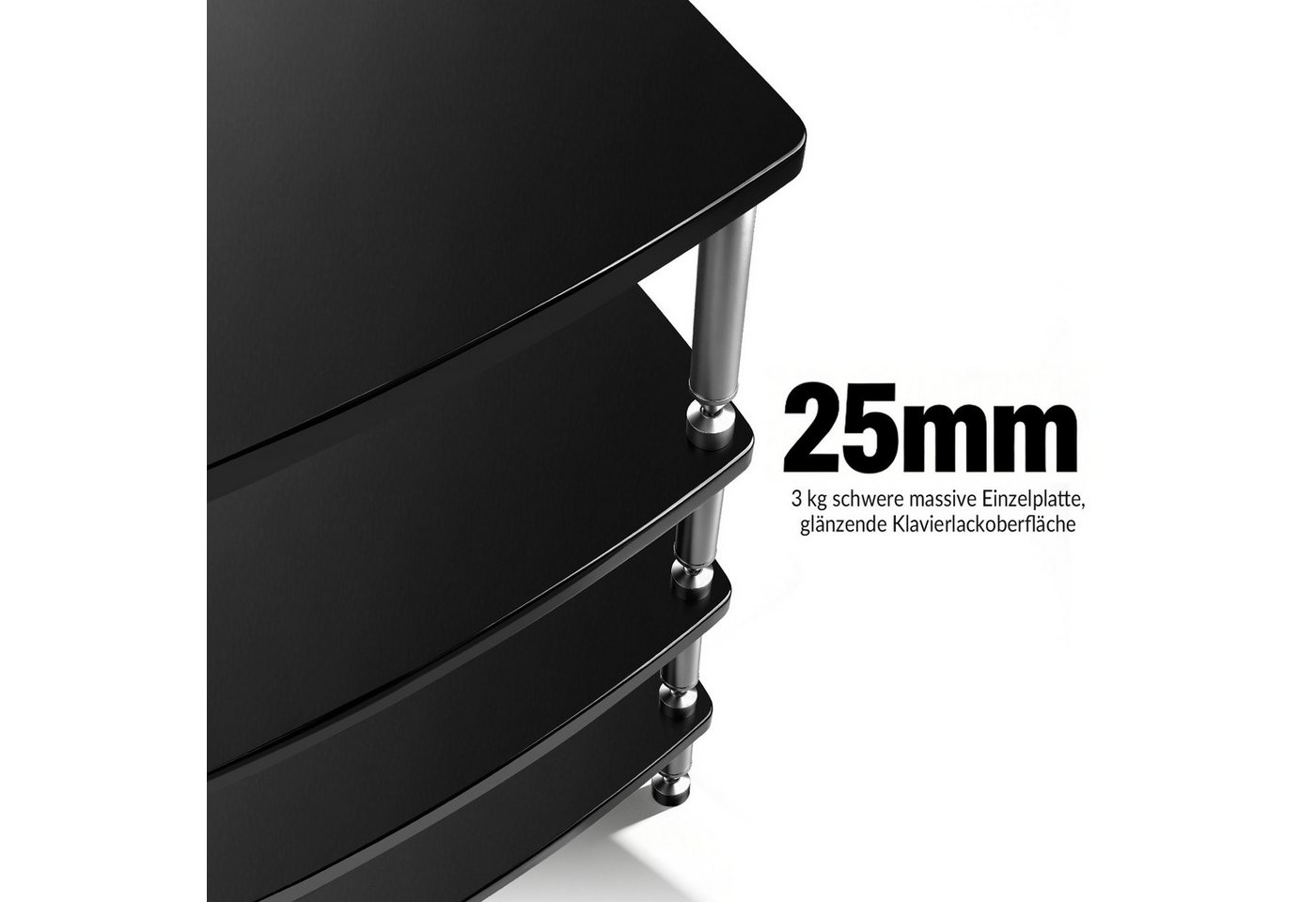 XERSEK Media-Regal HiFi Rack AV-Regal Phonoschrank Verstärker-Rack TV-Ständer 60×52×83 cm, 4-Stöckiges, Abstand Individuell Verstellbar für HiFi-Geräte Bild 2