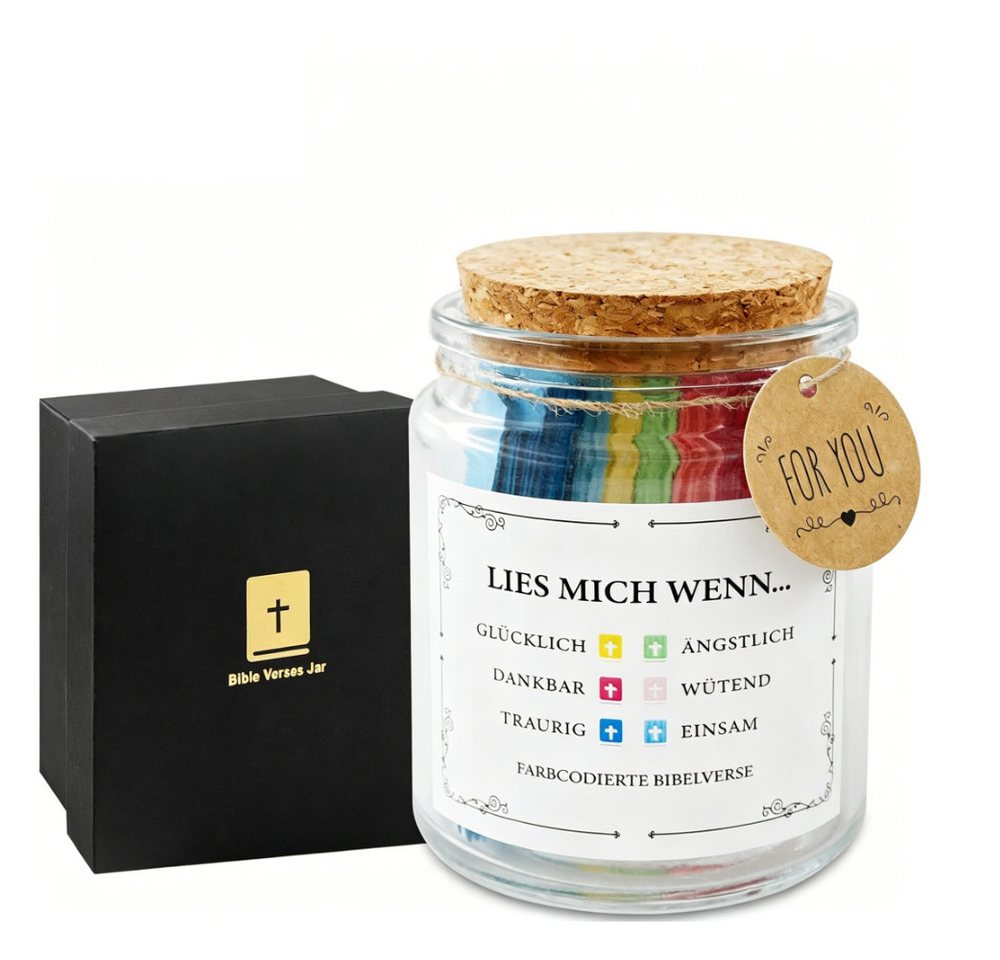 AFKSMILE Grußkarten Bibelverse Im Glas Deutsch, Bibelglas Deutsch, Christliche Geschenke, Bible Verses Jar mit 96 bunten Farbigen Bibelversen, Bibel Zubehör Bild 2