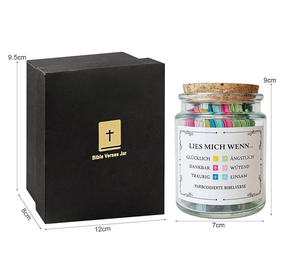 AFKSMILE Grußkarten Bibelverse Im Glas Deutsch, Bibelglas Deutsch, Christliche Geschenke, Bible Verses Jar mit 96 bunten Farbigen Bibelversen, Bibel Zubehör Bild 4