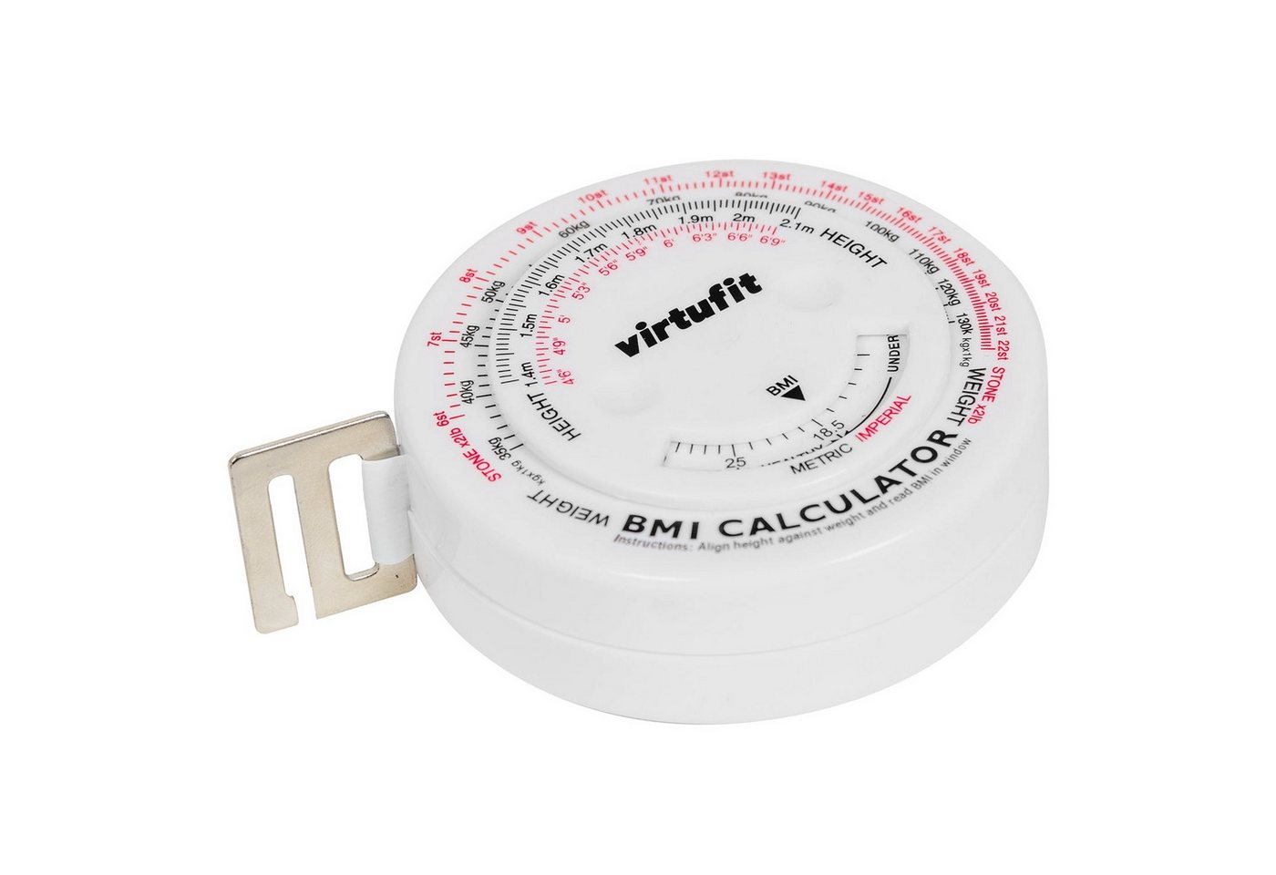 VirtuFit Körpermaßband VirtuFit Umfangsmessband Maßband 150 cm mit BMI Rechner und Drehskala