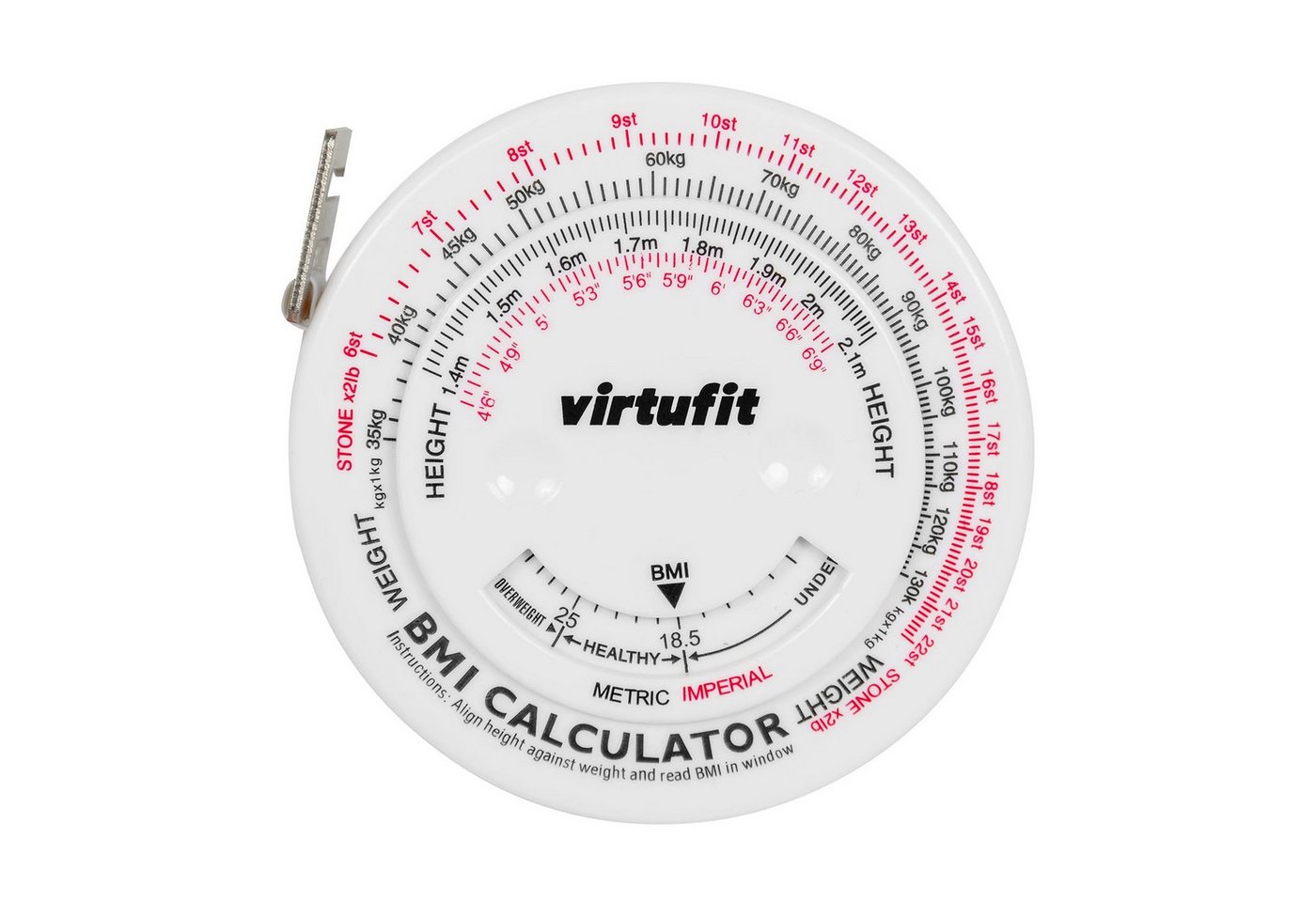 VirtuFit Körpermaßband VirtuFit Umfangsmessband Maßband 150 cm mit BMI Rechner und Drehskala Bild 2
