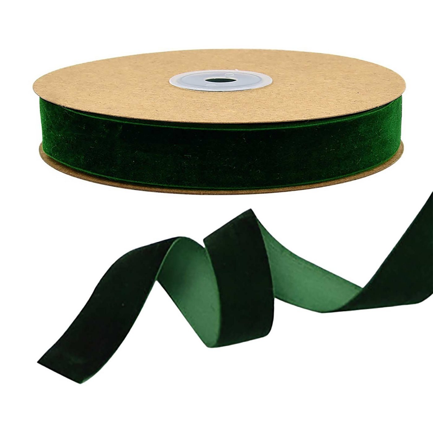 maDDma Samtband 10m Samtband 25mm breit Dekoband Zierband Stoffband Geschenkband, dunkelgrün Bild 3