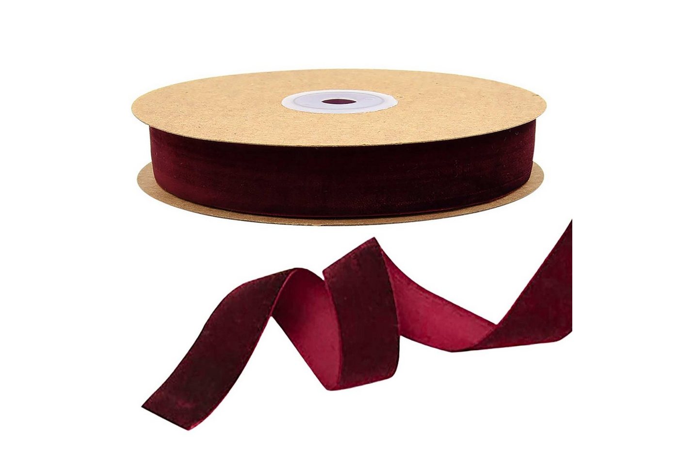 maDDma Samtband 10m Samtband 25mm breit Dekoband Zierband Stoffband Geschenkband, weinrot Bild 3