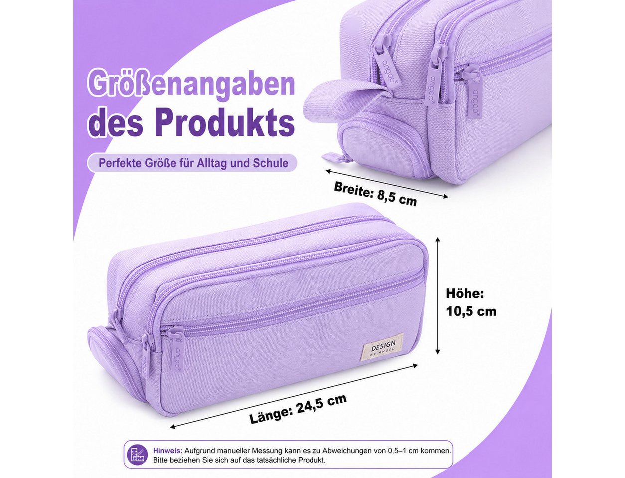 Diwzbyn Federmäppchen Großes Federmäppchen, Mehrfach Fächer Stifteetui Organizer, Mit Tragegriff, Stabiler Canvas Stoff für Schule & Alltag Bild 4