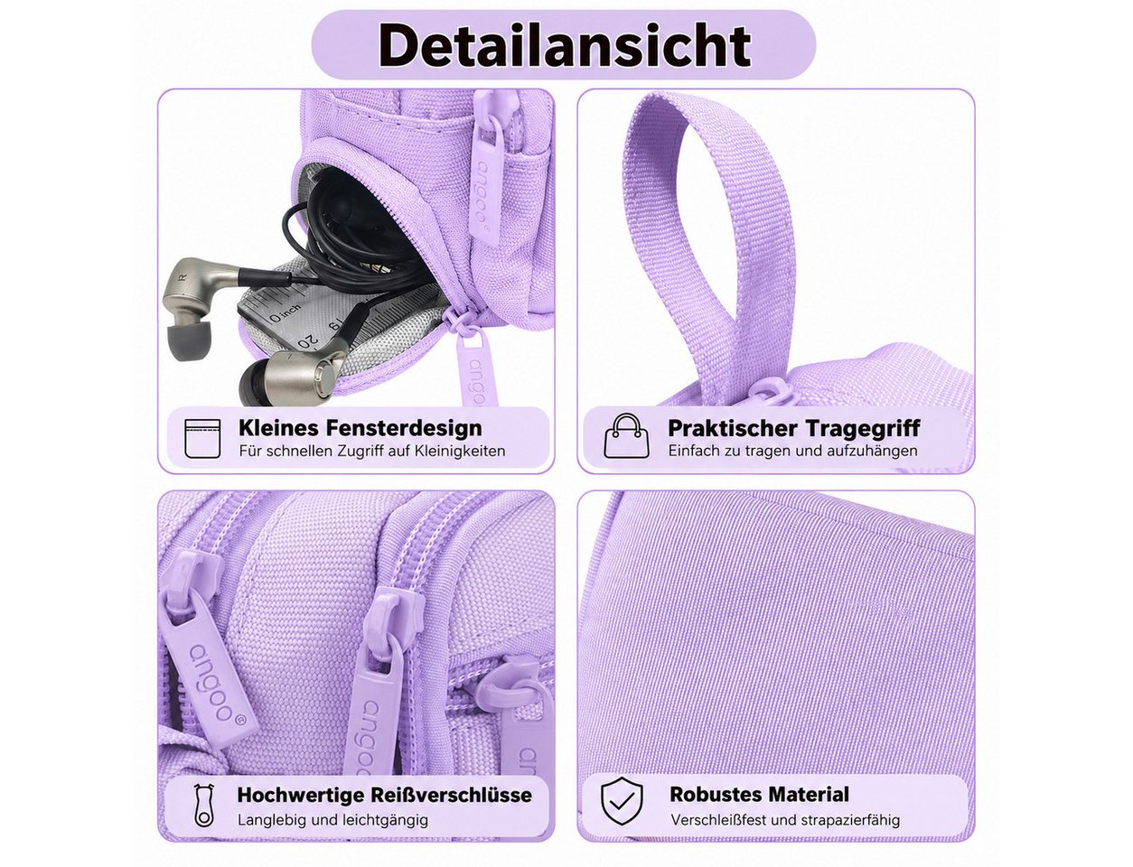 Diwzbyn Federmäppchen Großes Federmäppchen, Mehrfach Fächer Stifteetui Organizer, Mit Tragegriff, Stabiler Canvas Stoff für Schule & Alltag Bild 5
